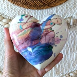 Ceramic heart watercolor painted trinket box jewelry box home decor